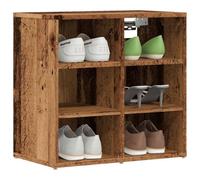 Holamys Armoire à chaussures, aspect bois vieilli, 52 x 30 x 50 cm, matériau en bois robuste, étagère à chaussures pratique, avec 6 compartiments, montage mural flexible, armoire de rangement