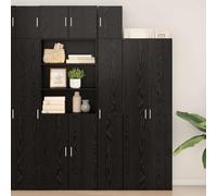 Holamys Armoire de rangement fine, aspect chêne, noire, 30 x 42,5 x 225 cm, multi-usages, avec porte, buffet moderne, pour cuisine, salle à manger, salon