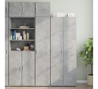 Holamys Armoire de Rangement Mince Gris béton en Bois d'ingénierie 40x42,5x225 cm avec 6 Compartiments et 2 tiroirs, étagère bibliothèque pour Salon, Chambre et Bureau, Organiseur de Cubes décoratif