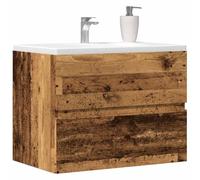 Holamys Armoire de salle de bain, aspect bois vieilli, 60 x 38,5 x 45 cm, matériau à base de bois, résistant à l'humidité, grand espace de rangement pour salle de bain, meuble bas facile d'entretien