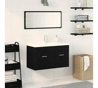 Holamys Armoire de salle de bain, aspect chêne noir, 80 x 38,5 x 46 cm, montage mural, matériau dérivé du bois, meuble de salle de bain avec tiroir, design moderne pour lavabo