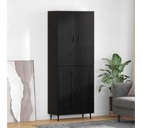 Holamys Armoire Haute 2 pcs chêne Noir Bois aggloméré et Verre 69,5 x 34 x 180 cm Rangement Fonctionnel pour Salon Salle à Manger Cube Storage Organizer Bookcase