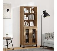 Holamys Armoire haute en chêne artisanal, 69,5 x 34 x 180 cm, matériau du bois, design moderne, grand espace de rangement, pieds en métal solides, pour salle à manger, salon, bureau, polyvalente