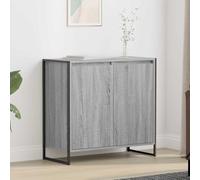 Holamys Armoire latérale en bois - Design industriel - Avec 2 portes - Gris - Sonoma - 79 x 36 x 75 cm - Espace de rangement stable pour salon, cuisine, couloir, bureau
