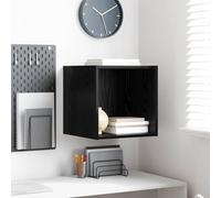 Holamys Armoire murale, aspect chêne, noire, 37 x 37 x 37 cm, en matériau dérivé du bois, étagère murale avec espace de rangement, pour salon, chambre à coucher, peu encombrante