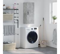 Holamys Armoire murale, en matériau dérivé, multi-usages, avec porte, pour cuisine, salon, chambre à coucher, bureau - Gris béton - 34,5 x 34 x 90 cm