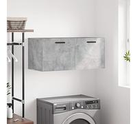Holamys Armoire murale, gris béton, 80 x 36,5 x 35 cm, en matériau dérivé du bois, armoire suspendue avec espace de rangement, idéale pour cuisine, bureau, salon, armoire de rangement polyvalente