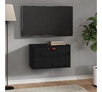 Holamys Armoire murale, noire, 60 x 30 x 35 cm, en pin massif, avec porte, montage mural, beaucoup d'espace de rangement, pour chambre à coucher, salon, bureau