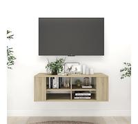 Holamys Armoire TV murale en chêne Sonoma - 102 x 35 x 35 cm - En bois - Étagères réglables - Espace de rangement - Pour salon, chambre à coucher, meuble multimédia - Design moderne