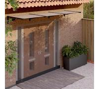 Holamys Auvent de porte noir - 297,5 x 90 cm - En polycarbonate - Résistant aux intempéries - Durable - Avec cadre en aluminium solide - Pour la maison - Auvent d'entrée et protection contre la pluie