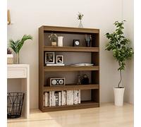 Holamys Bibliothèque, séparateur de pièce, en pin massif, 100 x 30 x 135,5 cm, marron miel, organisateur de rangement cube polyvalent pour livres, DVD et closet Storage dans le salon ou le bureau