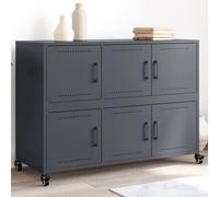Holamys Buffet Anthracite Acier 100,5x39x72 cm avec 6 Portes, Rangement Cube Storage Organizer, étagères pour Livres, Meuble Bookcase, décor esthétique pour pièce