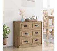 Holamys Buffet artisanal en chêne 70 x 35,5 x 67,5 cm, en bois avec tiroir, poignées en D, espace de rangement pour salon, salle à manger, cuisine, couloir, bureau