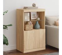 Holamys Buffet avec lumières LED chêne Sonoma 60,5x37x100 cm Bois d'ingénierie Meuble de Rangement Cube Storage Organizer idéal pour Room Decor Aesthetic et bibliothèque