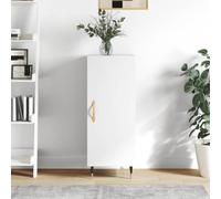 Holamys Buffet Blanc Brillant en Bois d'ingénierie 34,5x34x90 cm avec Pieds en métal, Armoire de Rangement avec Porte, idéal pour Organisation, décoration intérieure et Espace de Vie Moderne