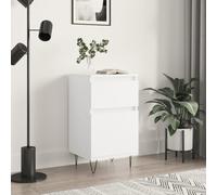 Holamys Buffet Blanc en Bois d’ingénierie 40x35x70 cm avec Pieds en Fer, Meuble de Rangement Stable, étagère pour Livres et Objets décoratifs, Organiseur de Cube pour Chambre, décor esthétique