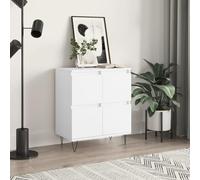 Holamys Buffet Blanc en Bois d'ingénierie 60x35x70 cm avec Pieds en Fer, Meuble de Rangement Stable et spacieux pour Salon, décoration de Chambre et Organisation de Livres