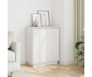 Holamys Buffet Blanc en Bois Massif de pin 60x34x75 cm Armoire latérale avec Porte Rangement pour Livres et décoration Meuble pour Salon Durable et Stable