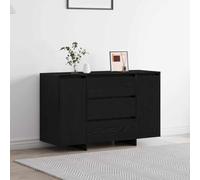 Holamys Buffet chêne Noir en Bois d'ingénierie 120 x 41 x 75 cm Meuble de Rangement avec 3 tiroirs et 2 Portes, Design Contemporain pour Salon Salle à Manger décor esthétique Durable