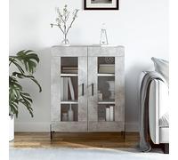 Holamys Buffet gris béton 69,5 x 34 x 90 cm, en matériau dérivé du bois, avec pieds en fer, grand espace de rangement, pour salon, salle à manger, couloir, design moderne, meuble de rangement robuste