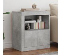 Holamys Buffet Gris béton avec lumières LED RVB, Bois d'ingénierie Durable, 60,5x37x67 cm, Espace de Rangement Cube Storage Organizer, étagères pour Livres et décoration d'intérieur