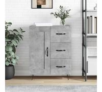 Holamys Buffet Gris béton en Bois d'ingénierie 69,5x34x90 cm, Meuble de Rangement avec étagères, Organiseur Cube pour Chambre, bibliothèque et décoration intérieure