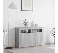 Holamys Buffet Gris Sonoma en Bois d'ingénierie 116 x 30 x 75 cm avec Éclairage LED RGB intégré pour Rangement Cube Storage Organizer et Décor de Pièce Moderne