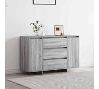Holamys Buffet Gris Sonoma en Bois d'ingénierie 120 x 41 x 75 cm avec 3 tiroirs et 2 Portes, Meuble de Rangement Contemporain pour Salon, Salle à Manger, décoration d'intérieur esthétique et Durable