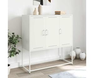 Holamys Buffet Haut Blanc en Acier 100,5x39x107 cm avec 6 Compartiments, Armoire de Rangement Robuste pour Salon et Chambre, Meuble Cube Storage Organizer pour Organiser Livres et décor