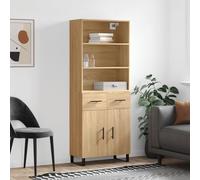 Holamys Buffet Haut chêne Sonoma en Bois d'ingénierie 69,5x34x180 cm avec Pieds en métal, Espace de Rangement Grand Volume pour Chambre, Salon, décoration intérieure esthétique