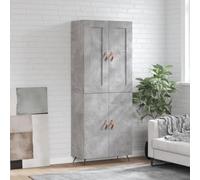 Holamys Buffet Haut Gris béton en Bois d'ingénierie 69,5x34x180 cm avec Pieds en Fer, Grand Espace de Rangement pour Salon, bibliothèque et décoration intérieure Moderne