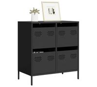Holamys Buffet Noir en Acier laminé à Froid 68x39x73,5 cm avec 4 tiroirs, Meuble de Rangement Multifonction pour Chambre et Salon, Organiseur de Cube pour décoration esthétique
