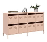 Holamys Buffet rose - 135 x 39 x 73,5 cm - En acier laminé à froid - Avec 8 tiroirs - Grand espace de rangement - Design facile d'entretien pour salon, cuisine, couloir