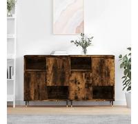 Holamys Buffets 2 pcs chêne fumé Bois d'ingénierie 120x35x70 cm Rangement spacieux Meuble de Salon Cube Storage Organizer Bookcase Shelves