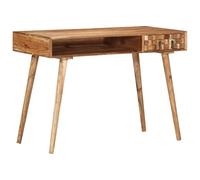 Holamys Bureau rustique en acacia massif, 110 x 50 x 76 cm, avec 1 tiroir et compartiment, surface naturelle, console polyvalente pour la maison et le bureau