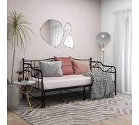 Holamys Cadre de Canapé-Lit Extensible en Métal Noir 90x200cm, Polyvalent pour Chambre d'amis, Structure Robuste, Gain de Place pour Deux Personnes