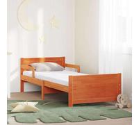 Holamys Cadre de Lit avec Matelas Marron 80x200 cm, Bois de Pin Massif Durable, Design Scandinave Minimaliste pour Chambre d'Adulte, Lit Plateforme Stable