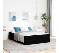 Holamys Cadre de lit avec matelas noir, 140 x 200 cm, housse en tissu, espace de rangement, matelas en mousse, design moderne, ensemble de meubles de chambre à coucher