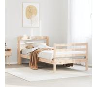 Holamys Cadre de lit avec tête de lit, sans matelas, 90 x 200 cm, en pin non traité, moderne, pour chambre à coucher, stable et pose libre