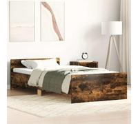 Holamys Cadre de lit en chêne fumé, 90 x 190 cm, matériau dérivé du bois, bois de pin, lit simple robuste, sans matelas, lit plate-forme stable pour chambre à coucher