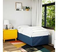 Holamys Cadre de lit en tissu bleu 90 x 200 cm, cadre simple avec sommier à lattes, pieds en plastique renforcé, meuble de chambre robuste pour un sommeil réparateur