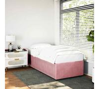 Holamys Cadre de lit en velours rose 90 x 200 cm, lit simple avec sommier à lattes, pieds en plastique renforcé, meubles de chambre à coucher, lit à plateforme confortable pour un sommeil réparateur