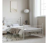 Holamys Cadre de Lit Métal Robuste Blanc 100x200 cm, Sommier à Lattes Acier Enduit Poudre, Tête et Pied de Lit Fonctionnels, Espace Rangement Chambre