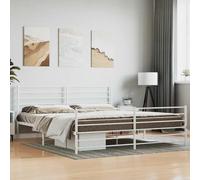 Holamys Cadre de Lit Métal Robuste Blanc 180x200 cm, Sommier à Lattes Acier, Espace Rangement, Tête et Pied de Lit Fonctionnels pour Chambre Adulte