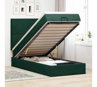 Holamys Cadre de Lit Ottoman Velours Vert Foncé 80x200 cm avec Matelas à Ressorts Ensachés, Rangement Hydraulique et Surmatelas Confortable pour Chambre