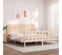 Holamys Cadre de Lit Plateforme en Bois Massif de Pin pour Matelas Super King 180x200cm, Support Robuste, Tête et Pied de Lit Fonctionnels, Meuble de Chambre Durable