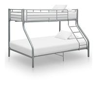 Holamys Cadre de lit superposé en métal gris 140 x 200 cm/90 x 200 cm, lit double superposé robuste, pour chambre d'enfant, meuble peu encombrant, couchage sûr