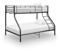 Holamys Cadre de Lit Superposé Noir Robuste en Métal, 140x200cm et 90x200cm, avec Échelle Sécurisée et Garde-Corps, Idéal pour Chambre d'enfants, Gain de Place