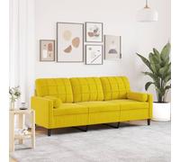 Holamys Canapé 3 places - Largeur d'assise : 180 cm - Velours jaune - Structure en métal - Avec 2 coussins décoratifs - Pour salon - Rembourrage confortable - Design moderne