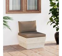 Holamys Canapé de jardin en palettes en bois d'épicéa imprégné, 60 x 60 x 65 cm, avec coussins taupe, meuble d'extérieur robuste pour terrasse, jardin, balcon